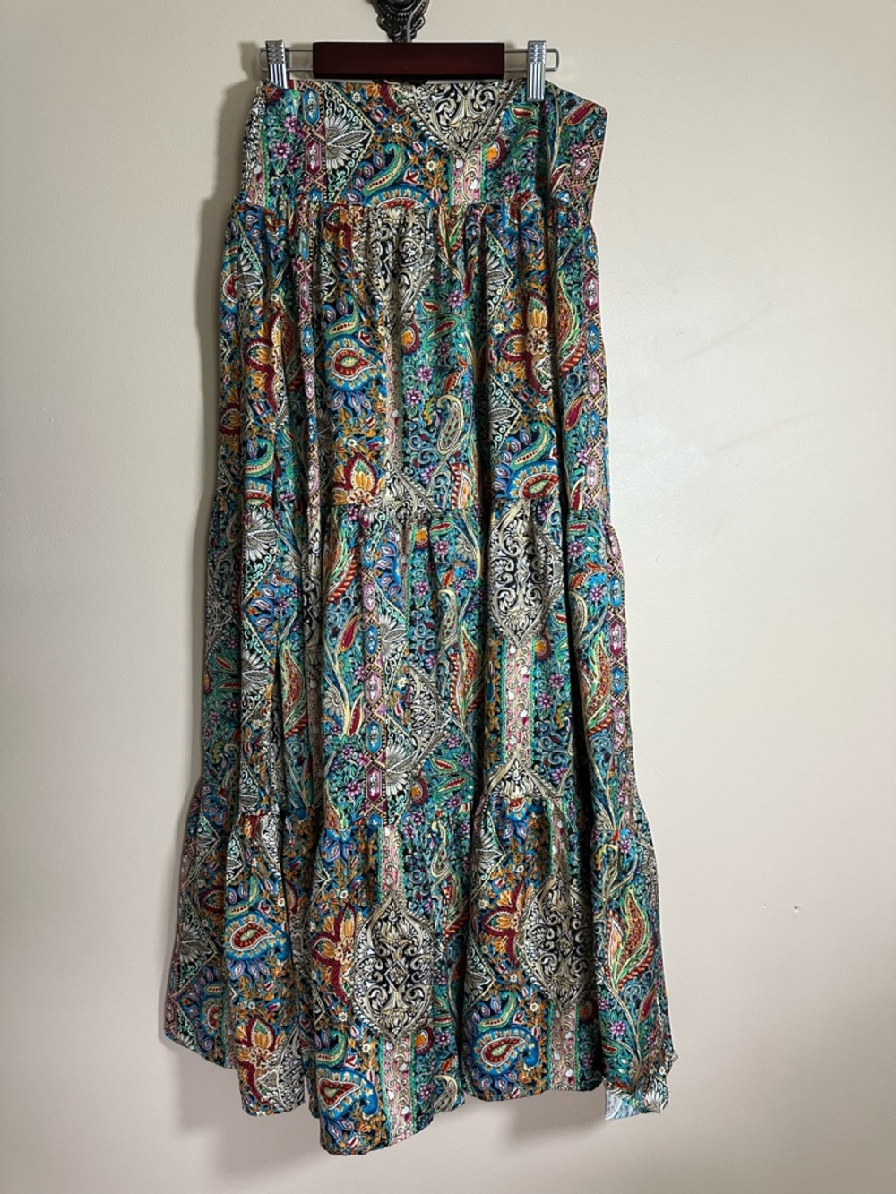 Natural Life Hanna Maxi Skirt Paisley Combo Boho Flowy Tiered Maxi Skirt Size XL - Picture 6 of 8